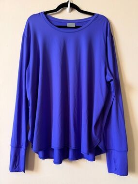 Athleta Pacifica UPF 50+ Blue Violet sun shirt relaxed fit w/ thumb holes XL